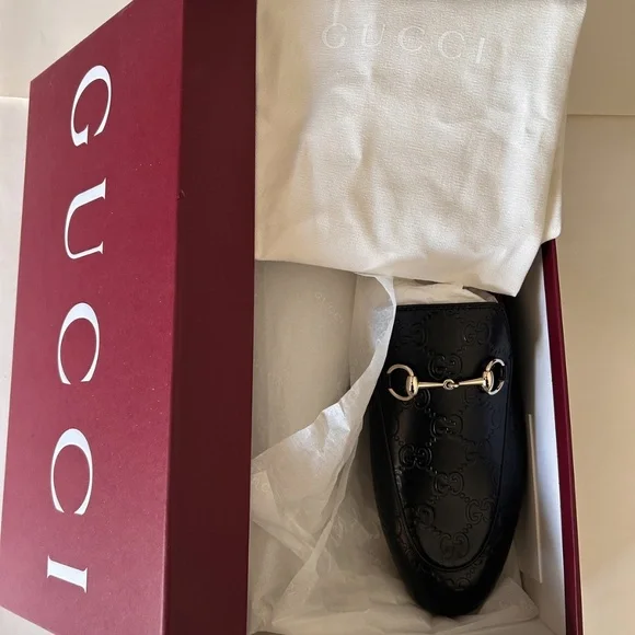 GUCCI GG Monogram Princetown Horsebit Leather Slip-On Loafer Black Size 8.5 NIB - Picture 8 of 9